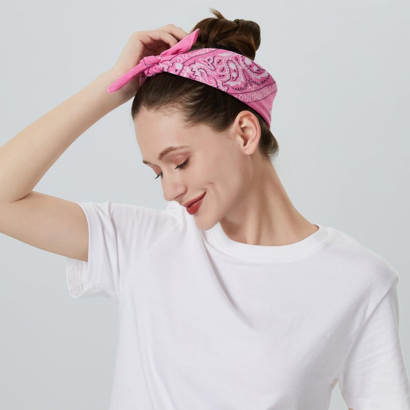 combocube 12 Pack(one dozen) Multi-Purpose novelty Pink Cotton Paisley Cowboy Bandanas Headband for Men,Women and kids - Image 5